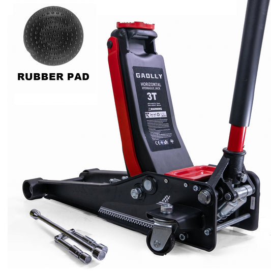 3 Ton Low Profile, Heavy-Duty Steel Racing Floor Jack with Dual Pistons Quick Lift Pump, with Lug Wrench Lifting Range 3.35"-19.69"