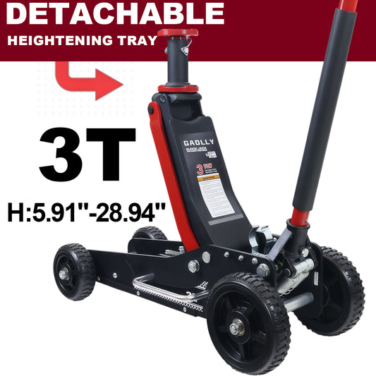 3-Ton (6600lbs) Low Profile Hydraulic Heavy-Duty Steel Floor Jack with Dual Pistons Quick Lift Pump, Home and Workshop Car Maintenance for Various Vehicles (Random Color, 3 Ton Low Profile)
